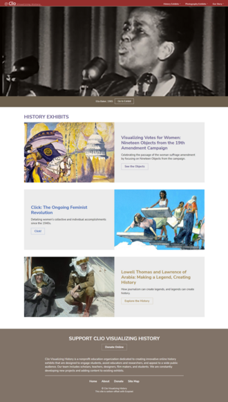 Screenshot of the Clio History website home page Screenshot of the Clio History website home page