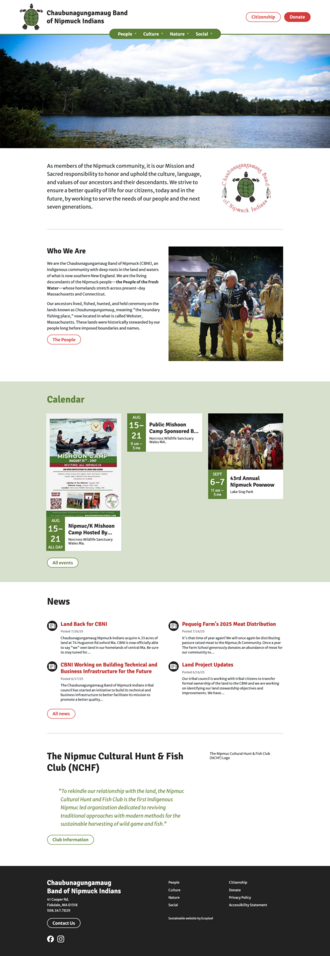 screenshot of Chaubunagungamaug Band of Nipmuck Indians home page