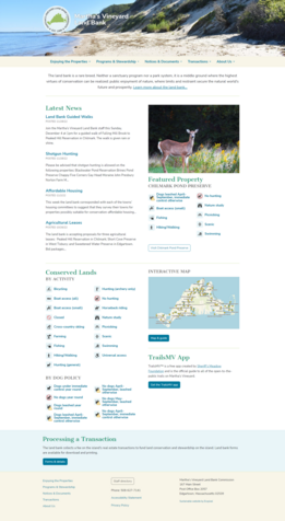 screenshot of Martha’s Vineyard Land Bank website homepage